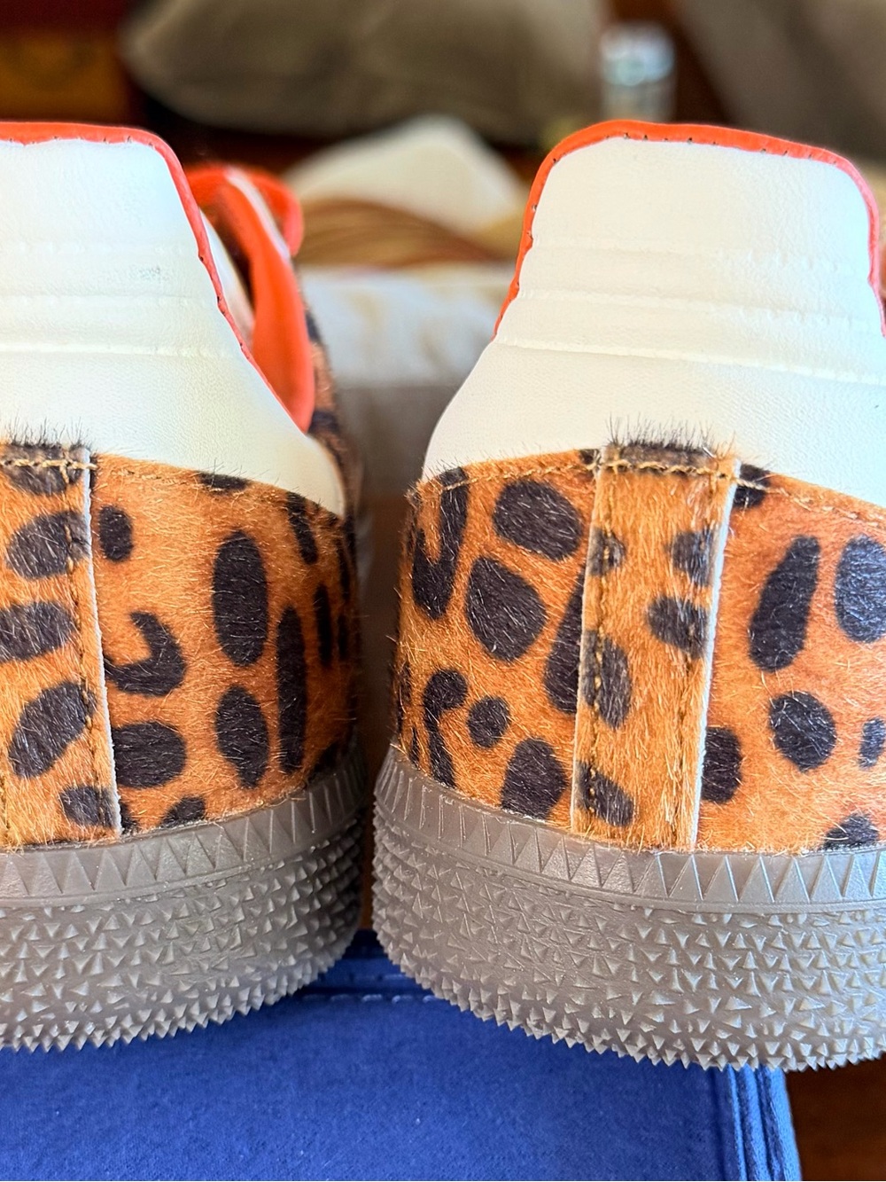 adidas Leopard Print Sneakers with Orange Laces - Picture 6 of 10